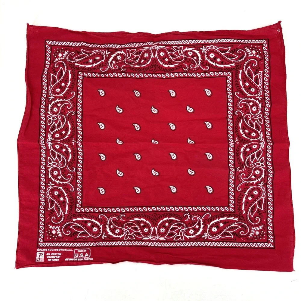 Vintage 13960 Paris Cotton Colorfast Red Scarf Bandana LOT 19